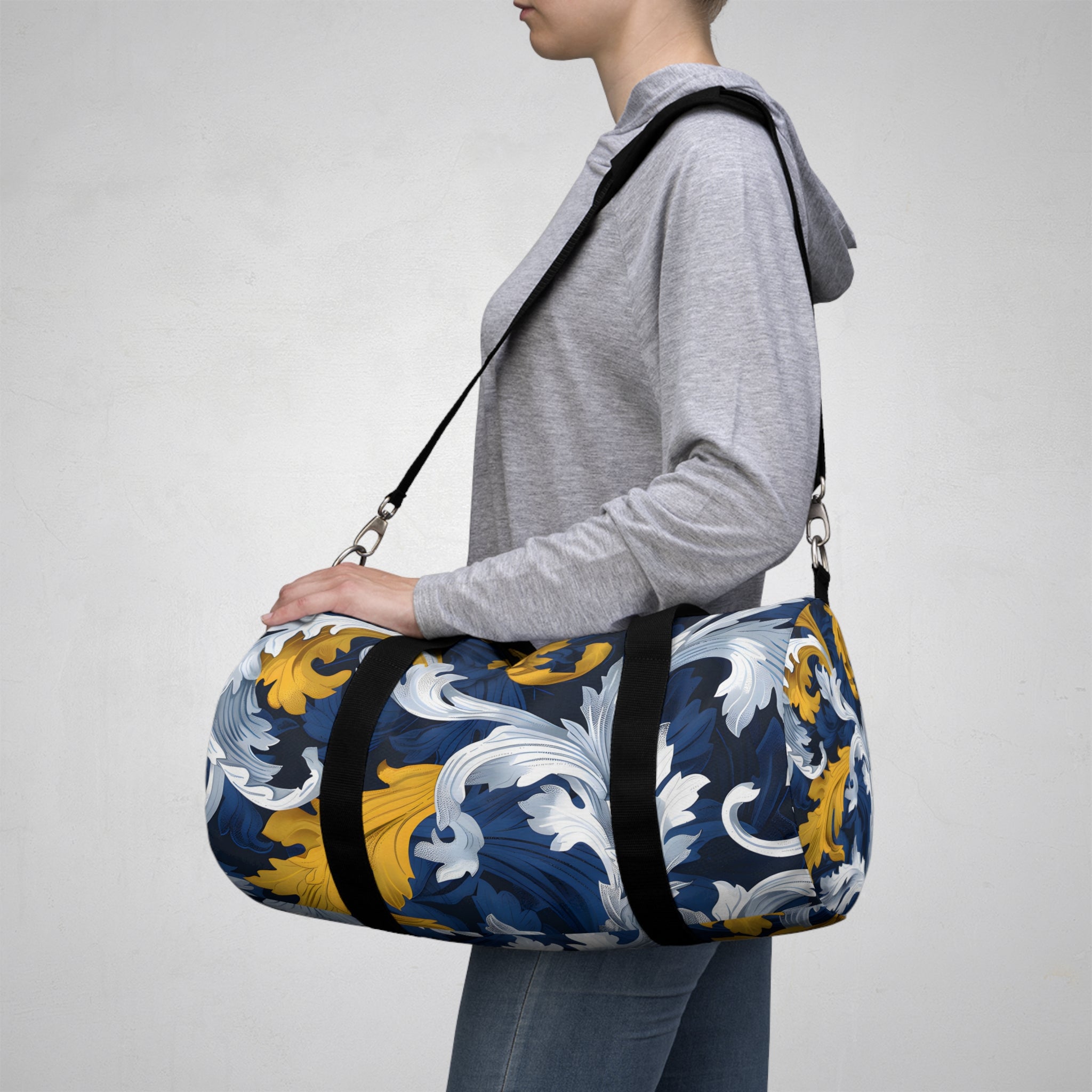 Blue and gold duffle bag online