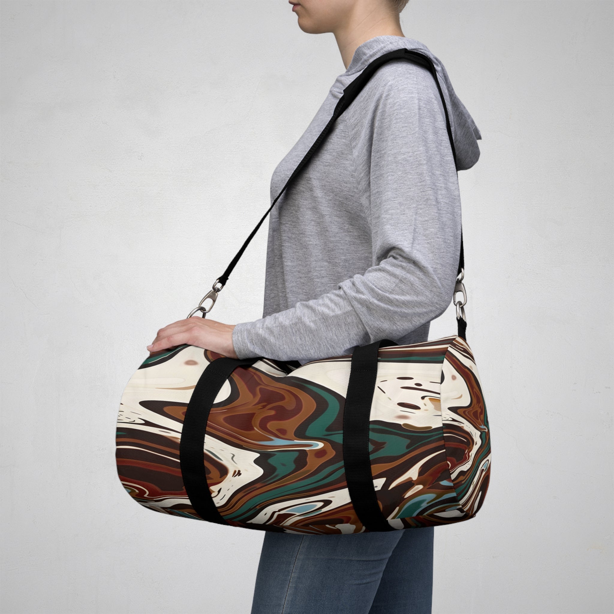 Burnt Sienna Cream Waves Duffel Bag - Duffel Pro