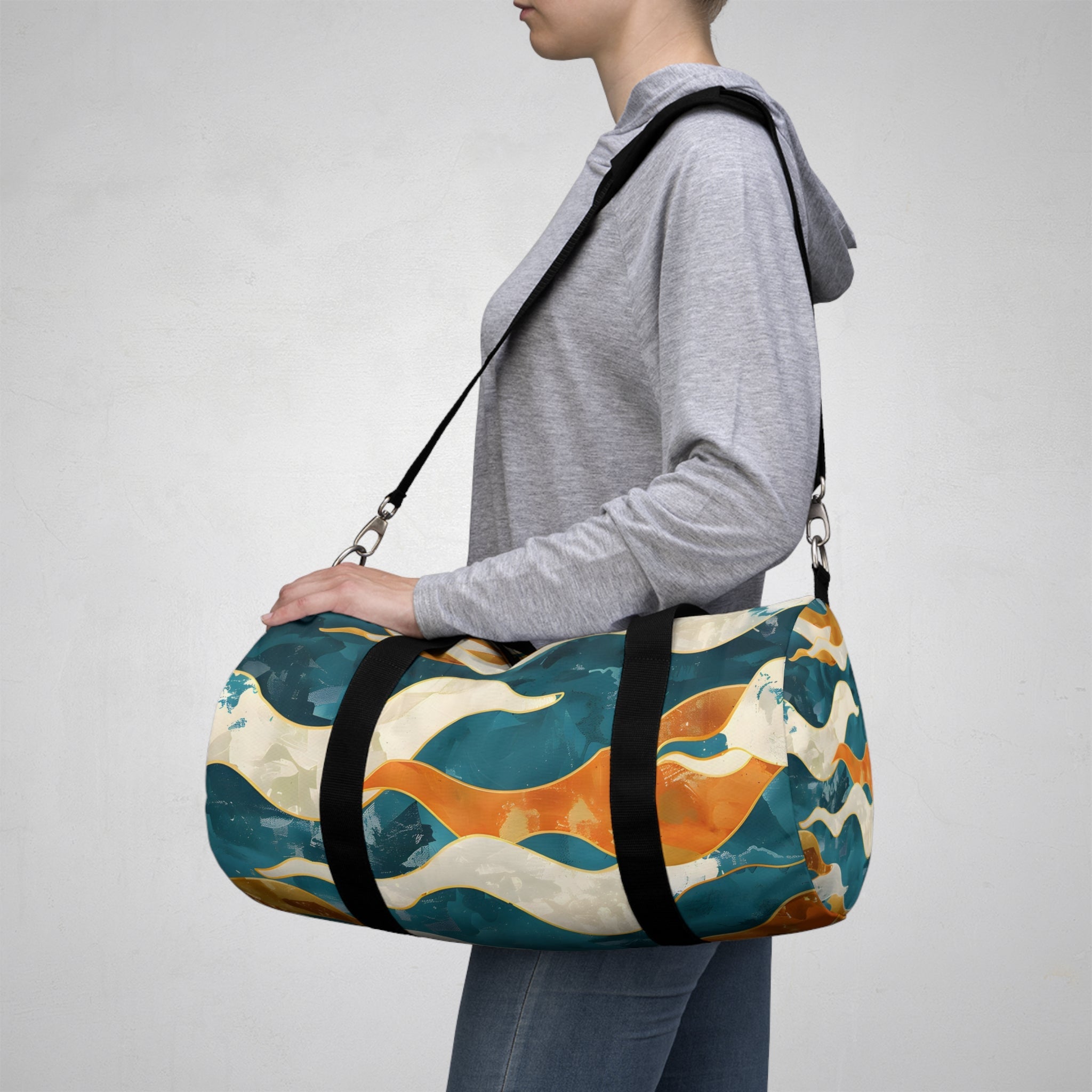 Coral Teal Waves Duffel Bag - Duffel Pro